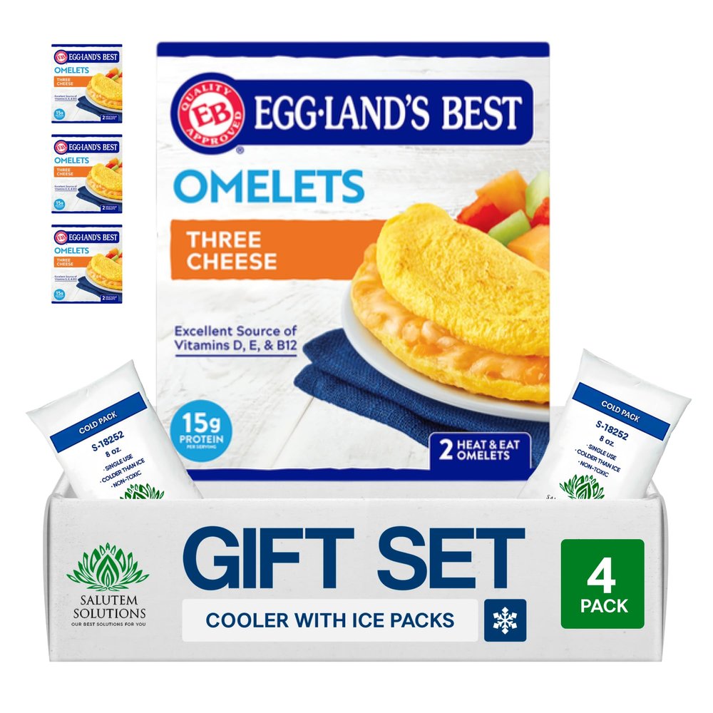 Salutem Vita Three Cheese Omelets, Gourmet Breakfast Gift Set Pack of 4