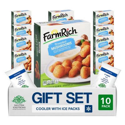 Salutem Vita Breaded Mushrooms in Crispy Coating, Frozen Snacks and Appetizers, Gift Set Pack of 10