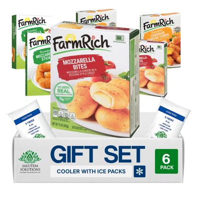 Salutem Vita Cheesy Indulgence Frozen Snack Box Mozzarella, Cheddar Bites & Curds,18 oz, Gift Set Pack of 6