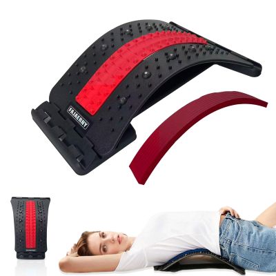 FAJAERNY Back Stretcher, 3 Level Adjustable Lumbar Back Cracker Board, Relief for Lumbar Area Pain, Scoliosis Aid, Spine, Herniated Disc, Lumbar Support Board, Extra NBR Pad & Silicone Pad (Red)