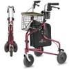 NOVA Traveler Folding 3-Wheel Walker with Tray, Basket, Pouch & Cup Holder, Lightweight Mobility Aid for Seniors & Adults, 8 All-Terrain Wheels for Tight Spaces & Travel, Red view 1