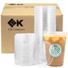 [100 Sets] 24 oz Disposable Clear Plastic Coffee Cups with Strawless Sip Lids (100 Cups with 100 Lids) view 1