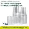 [100 Sets] 24 oz Disposable Clear Plastic Coffee Cups with Strawless Sip Lids (100 Cups with 100 Lids) view 2
