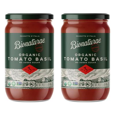 Bionaturae Organic Tomato Basil Pasta Sauce - Gluten Free Sauce for Spaghetti, Pizza, & Lasagna, Non GMO, No Added Sugar, Kosher, Glyphosate Free, Made in Italy, Tastes Homemade - 24 oz Jar (2 Pack)