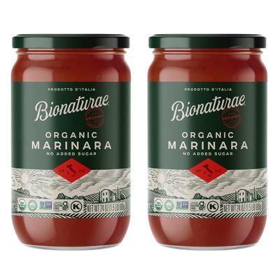 Bionaturae Organic Marinara Pasta Sauce- Tomato Sauce for Spaghetti, Pizza, & Lasagna, Gluten Free, Non GMO, No Added Sugar, Kosher, Glyphosate Free, Made in Italy, Tastes Homemade- 24 oz Jar (2 Pack)