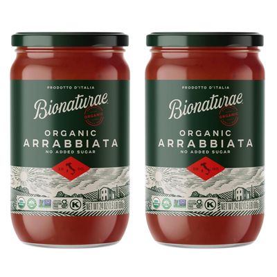 Bionaturae Organic Arrabbiata Pasta Sauce - Tomato Sauce for Spaghetti, Pizza, Lasagna, Gluten Free, Non GMO, No Added Sugar, Kosher, Glyphosate Free, Made in Italy, Homemade Taste- 24 oz Jar (2 Pack)
