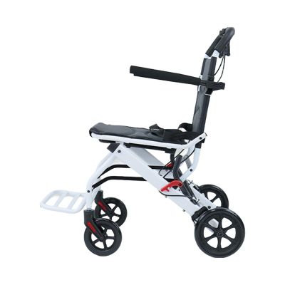 Transport Wheelchair Lightweight Foldable,Wheelchairs for Adults,Portable Wheelchair,200lbs Capacity,Carbon Steel Frame,Transport Chair for Adults and Seniors,15.75" Seat for Travel, Camping (White)