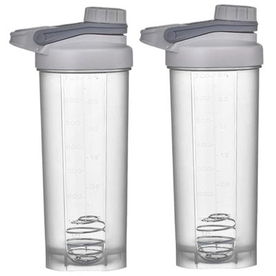 2Pcs Shaker Bottles for Protein Mixes, 700ml BPA & Phthalate-Free Shaker Bottle with Sturdy Screw Lid, Leakproof Cup for Protein Shakes & Pre Workout Bottle