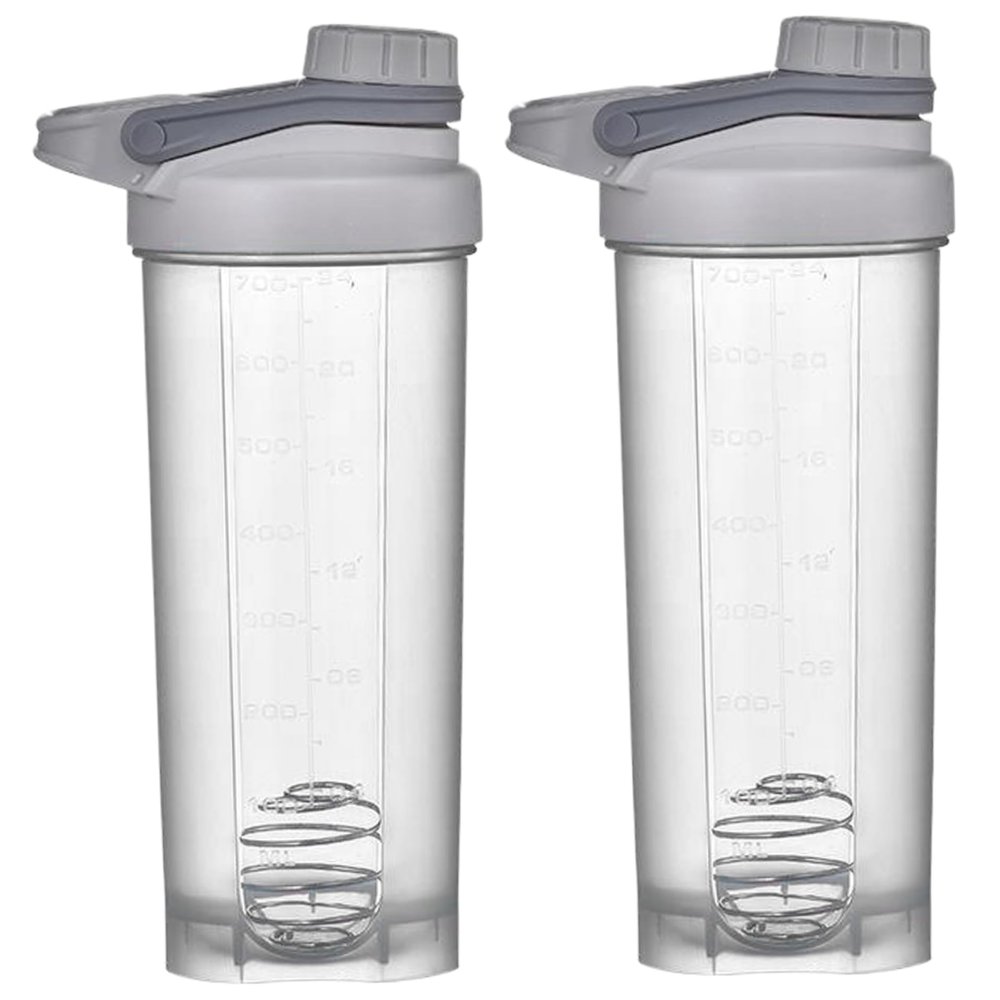2Pcs Shaker Bottles for Protein Mixes, 700ml BPA & Phthalate-Free Shaker Bottle with Sturdy Screw Lid, Leakproof Cup for Protein Shakes & Pre Workout Bottle