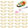 100pcs Wooden Party Plates for Dips Appetizers Natural Untreated Wood Single Uses Food Display Bowl Set with Tongs Brush Disposable Kitchenware view 1