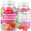 1000mg Magnesium L-Threonate Gummies for Adults - Muscle & Nervous System Support, Vegan, Sugar-Free Raspberry Flavor, 60 Gummies view 1