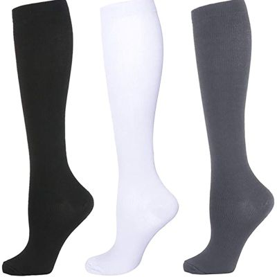 maternity compression socks1 Pairs Compression Socks for Men & Women 20-30 mmHg Knee High Nurse Running Medical and Travel Athletic(A-Beige, S)