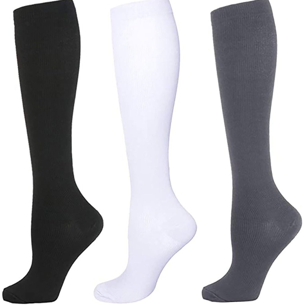maternity compression socks1 Pairs Compression Socks for Men & Women 20-30 mmHg Knee High Nurse Running Medical and Travel Athletic(A-Beige, S)