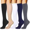 maternity compression socks1 Pairs Compression Socks for Men & Women 20-30 mmHg Knee High Nurse Running Medical and Travel Athletic(A-Beige, S) view 3