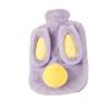 Hot Water Bottle with Cover, 1L/2L Cute Plush Animal Rubber Hot Water Bag, Rabbit Ear Design Hand Feet Warmer for Pain Relief Period Cramps (Purple,2000 ML) view 1