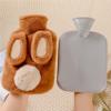 Hot Water Bottle with Cover, 1L/2L Cute Plush Animal Rubber Hot Water Bag, Rabbit Ear Design Hand Feet Warmer for Pain Relief Period Cramps (Purple,2000 ML) view 3