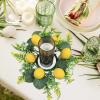 Chewtoyo 4-Piece Floral Candle Ring Wreaths for Seasonal Table Decor, 4-Inch Center, Bright Lemon and Flower Design, Great for Weddings and Special Events view 3