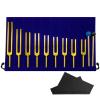 11 Pcs Solfeggio Tuning Fork Set in Aluminum Alloy, 9 Gold Forks with Two Mallets, Comes with Blue Pouch with Dividers, Frequency Range from 174 Hz to 963 Hz, Superb for Sound Therapy view 1
