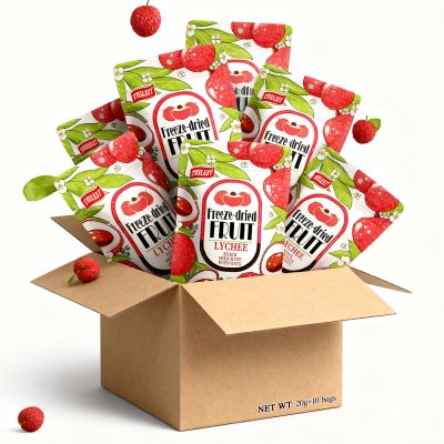 Freeze Dried Lychee Fruit Snack Box- 20g10 bags, Only Lychees | No Sugar Added | Freeze Dried Crispy Fruit Chips for Home Office Party Hiking (10-Pack, Lychee)