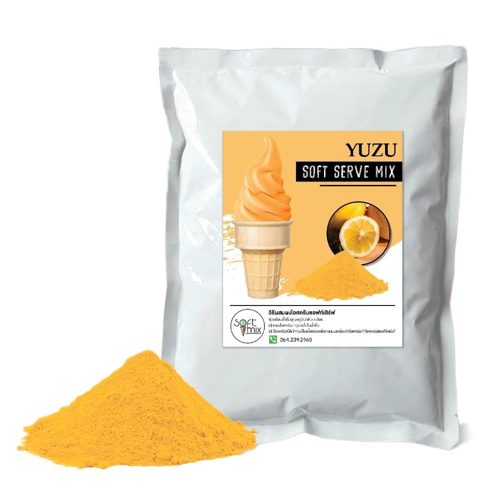 Soft Serve Ice Cream Mix Powder - Makes 3.5 Kg of Creamy Ice Cream, Easy to Prepare, Just Add Water 1kg (Yuzu)