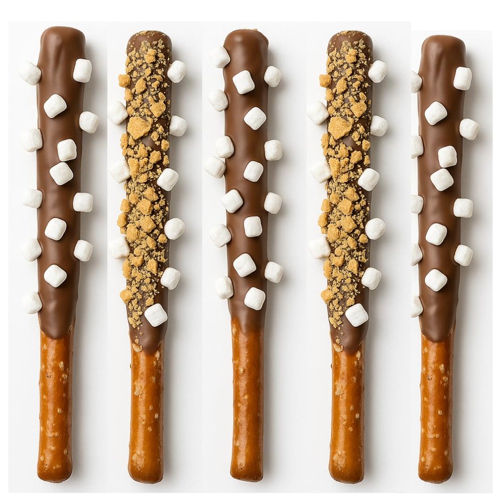 Chocolate-Covered Smores Pretzel Rods 16 Pack | Individually Wrapped, Made-to-Order, Crunchy Pretzels Dipped in Milk Chocolate with Mini Marshmallows & Graham Cracker Crumbs