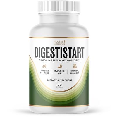 DigestiStart Natural Digestive Supplement with Wild Yam, Poria Cocos & Bacopa Monnieri Made in USA, Non-GMO, Easy-to-Take - 30 Capsules, 1 Month Supply