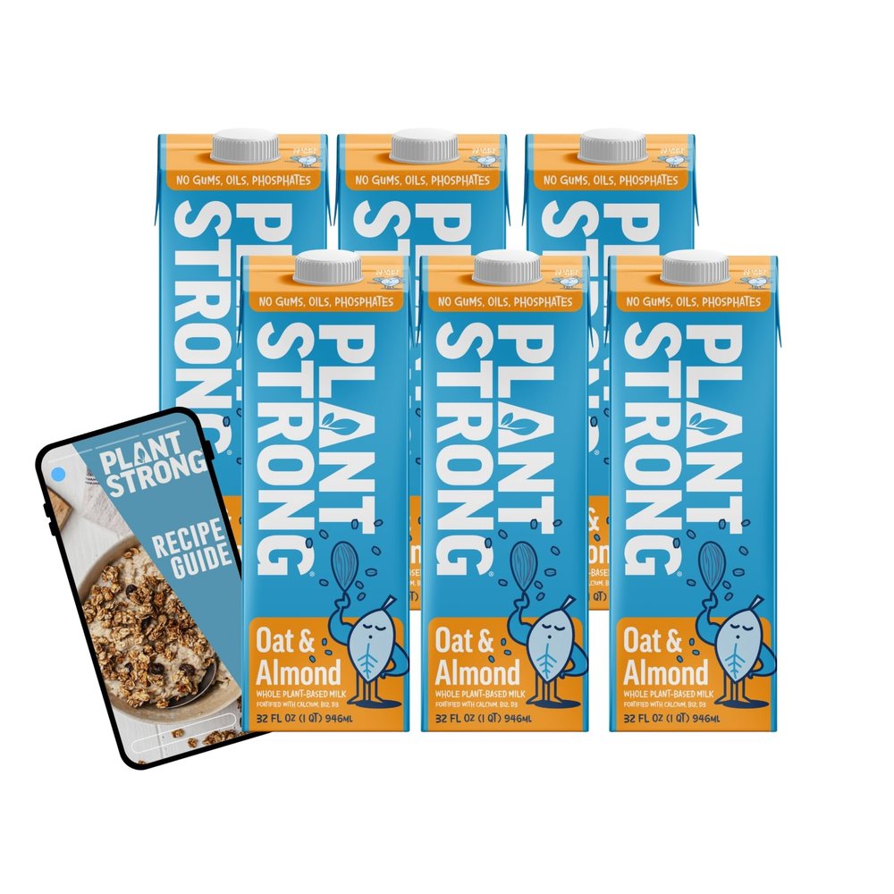 PLANTSTRONG MILK Whole Plant-Based Milk, Fortified with Calcium, B12 & D3, No Gums or Oils, Non-GMO Project Verified, Gluten Free, Vegan (Oat & Almond)