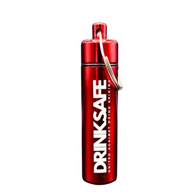 Drink Safe Keychain 3 Drink Safety Test Strips in Waterproof Case Portable Beverage Screening Kit with Instant Results (Red)