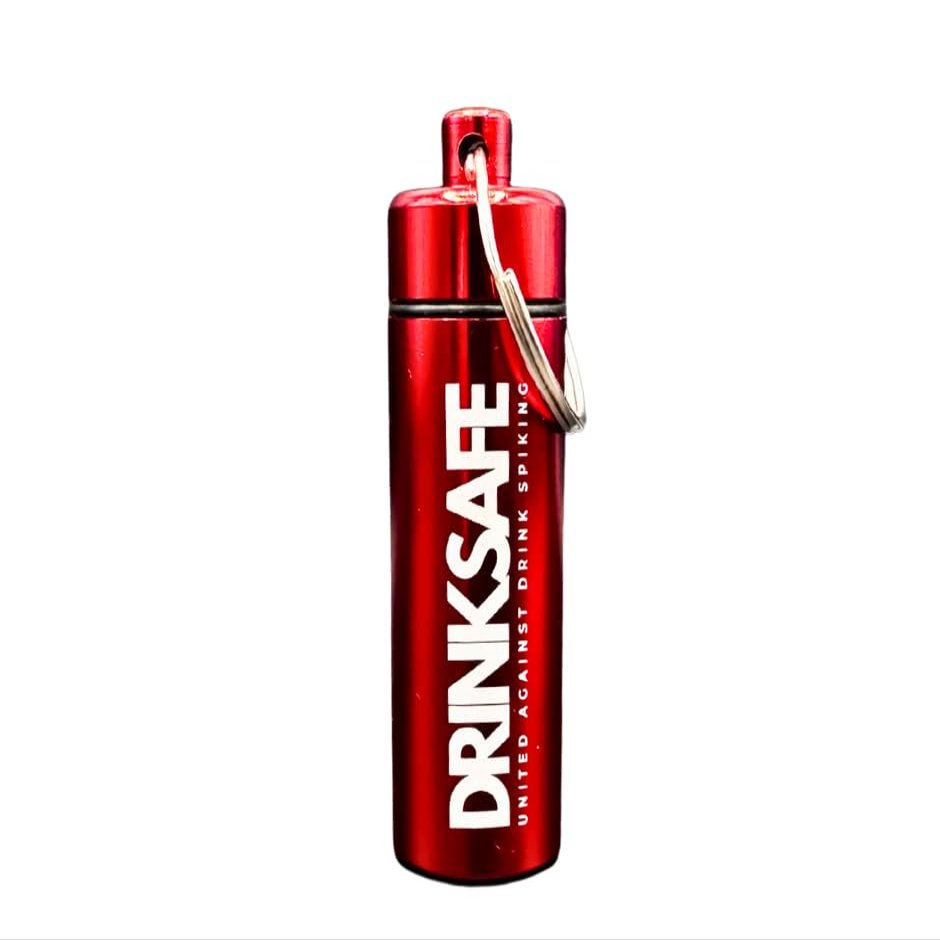 Drink Safe Keychain 3 Drink Safety Test Strips in Waterproof Case Portable Beverage Screening Kit with Instant Results (Red)