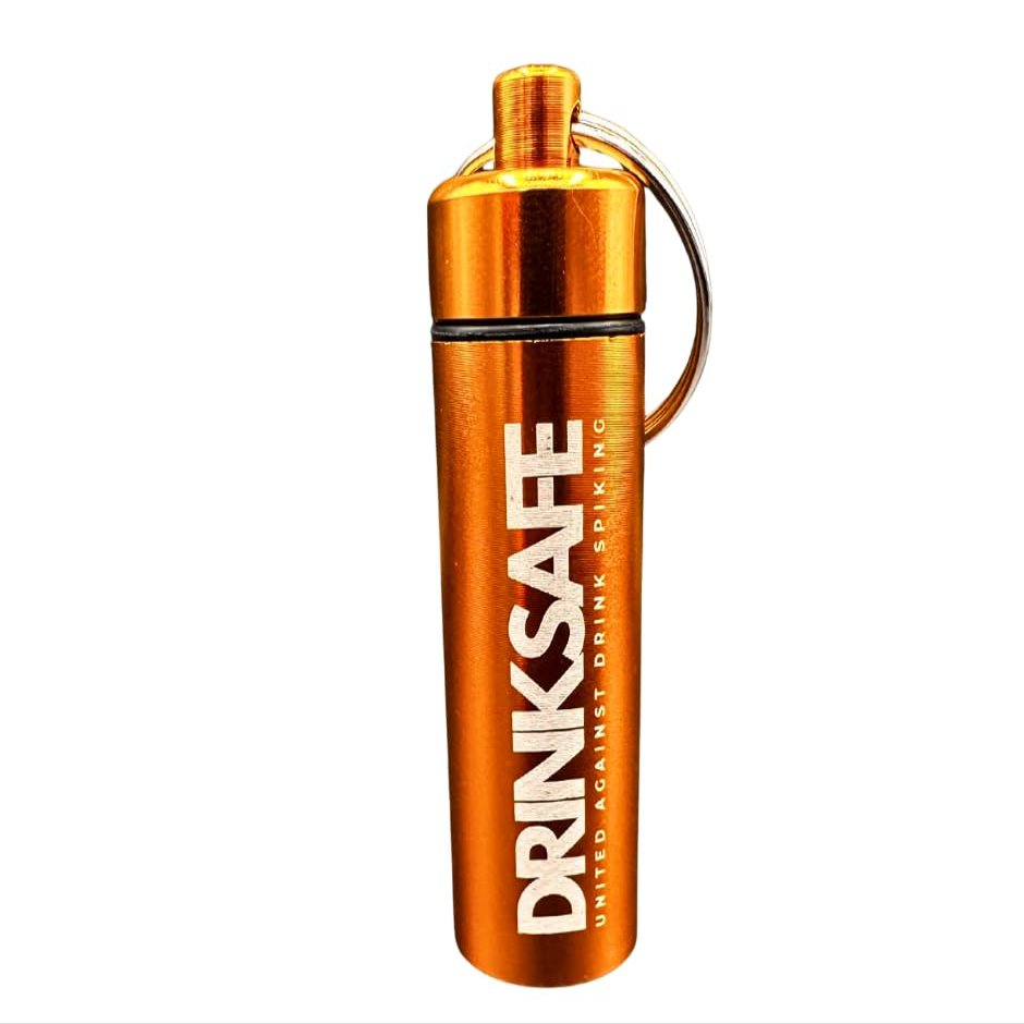 Drink Safe On-The-Go Drink Safety Test Kit Instant Results, Discreet Keychain Case (3 Tests)(Orange)