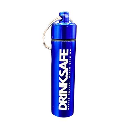 Drink Safe Keychain 3 Drink Safety Test Strips in Waterproof Case Portable Beverage Screening Kit with Instant Results (Blue)