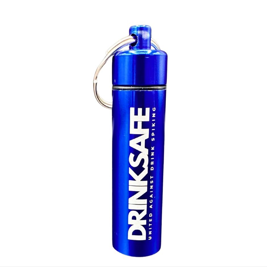 Drink Safe Keychain 3 Drink Safety Test Strips in Waterproof Case Portable Beverage Screening Kit with Instant Results (Blue)