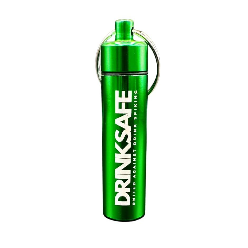 Drink Safe Keychain 3 Drink Safety Test Strips in Waterproof Case Portable Beverage Screening Kit with Instant Results (Green)