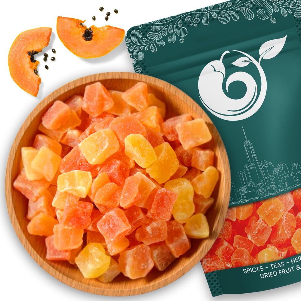 NY Spice Shop Diced Papaya - 3 Pound Dried Tropical Fruit Cubes - Soft and Chewy Papaya Chunks for Snacking Baking Trail Mix Granola Yogurt Toppings Party Platters and Dessert Recipes