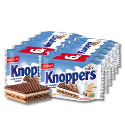Knoppers - Pack of 12 - Crispy Milk & Hazelnut Wafers - Individually Wrapped European Wafer Cookies
