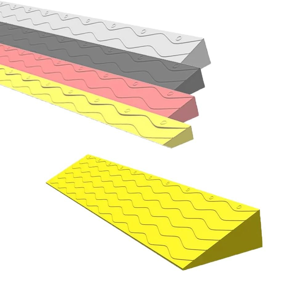 0.4-4in Ramps Lawn Mower Threshold Ramp for Wheelchairs, Plastic Non-Slip Rise Driveway Ramp, Portable Curb Sidewalk Ramps for Home(Yellow,100x22x10cm)