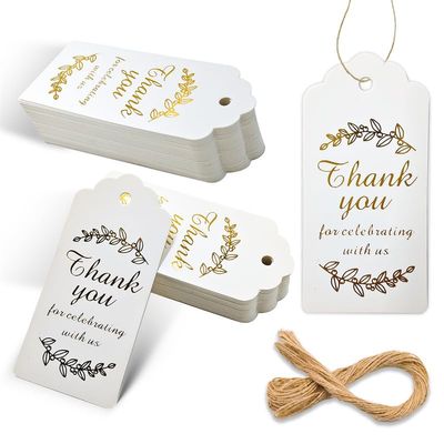 100PCS Thank You Gift Tags with String Kraft Paper Hang Gifts Tags for Art&Craft Gift Wrapping Wedding Birthdays Party Favors Baby Shower Bridal Shower Thanksgiving Day Labels Special Events 17