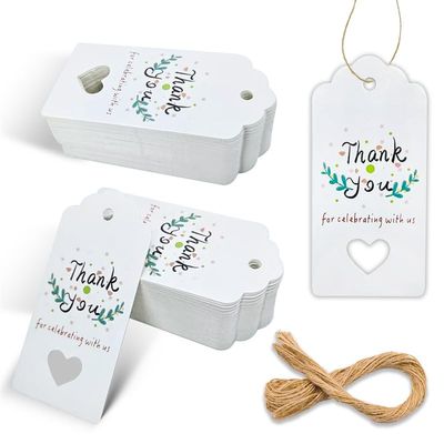 100PCS Thank You Gift Tags with String Kraft Paper Hang Gifts Tags for Art&Craft Gift Wrapping Wedding Birthdays Party Favors Baby Shower Bridal Shower Thanksgiving Day Labels Special Events 13