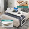 Hoiweqr Queen Size Mobile Over Bed Desk with Raised Baffle, Mobile Over The Bed and Recliner Table, Spacious Tabletop, Wear-Resistant and Durable, Adjustable Overbed Table with 360 Wheels view 2