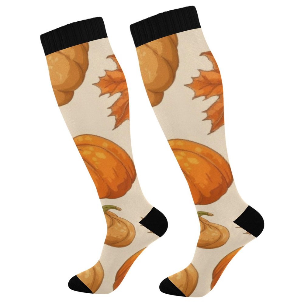 Compression Socks Women and Men, 20-30mmHg, Best for Nurses, Travel, Pregnancy Autumn Halloween Decorative Print for Home Accents