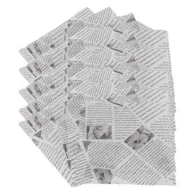 500 Sheets Sandwich Paper Wraps, Grease Proof Non Stick Food Wrapping Paper Basket Liners Burger Wrappers for Frying Baking Foods 18cm x 18cm (White Newspaper)