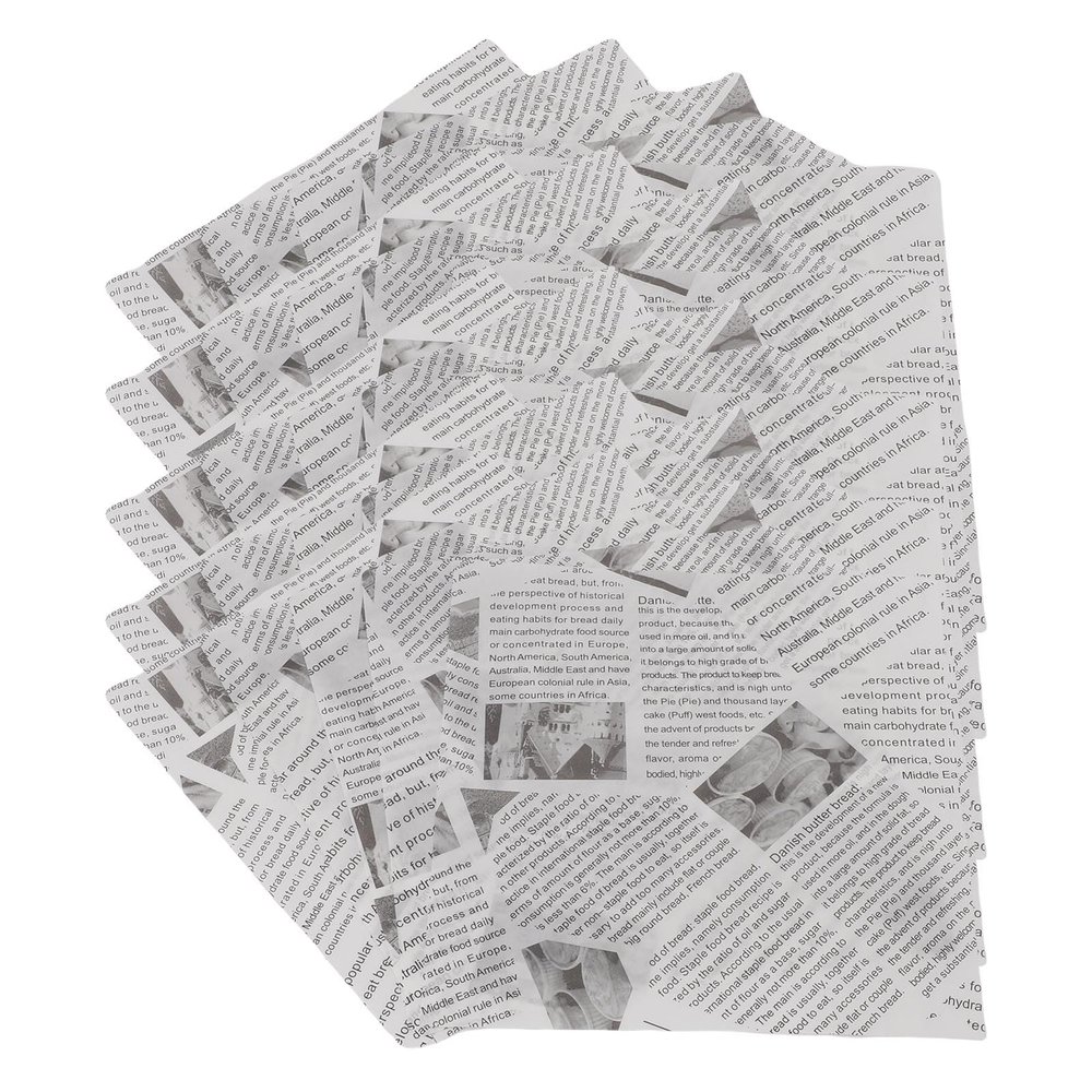 500 Sheets Sandwich Paper Wraps, Grease Proof Non Stick Food Wrapping Paper Basket Liners Burger Wrappers for Frying Baking Foods 18cm x 18cm (White Newspaper)