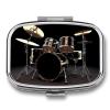 Cool Drum Set Pill Box 2 Compartment Medicine Pill Case Portable Pill Organizer for Pocket Or Purse Decorative Metal Medicine Vitamin Organizer view 1