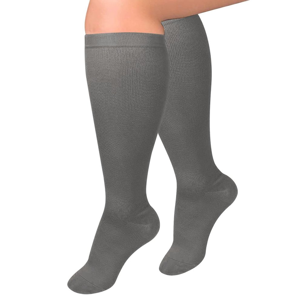 1 Pairs Compression Socks for Women and Men 20-30mmHg-Circulation Support Socks Medical and Travel Athletic(Dark Gray, XXXXL)