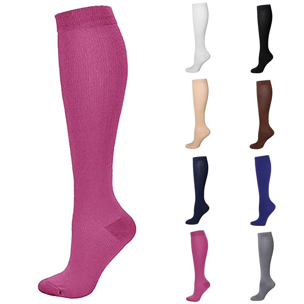 30-40mmHg Medical Graduated Compression Socks for Women&Men Circulation-Knee High Socks for Support,Hiking,Running(Coffee, L)