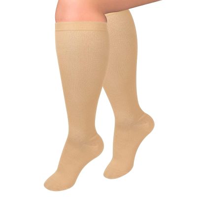 1 Pairs Compression Socks for Women and Men 20-30mmHg-Circulation Support Socks Medical and Travel Athletic(Khaki, XXXXL)
