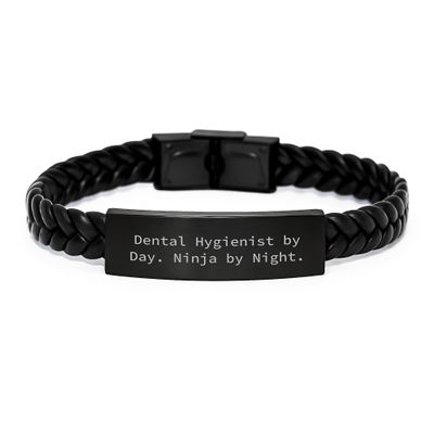 Dental Hygienist By Day. Ninja By Night. Interlaced Leather Birthday Unique Gifts from Friends to Dental Hygienist