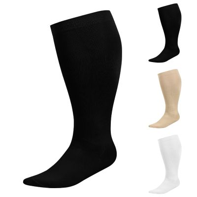 1 Pairs Compression Socks for Men and Women 20-30 mmHg Running Support Socks Medical and Travel Athletic(Beige, XXXXXXL)