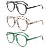 DXYXYO 3 Pack Retro Aviator Reading Glasses for Women, Mens Lightweight Blue Light Blocking Computer Readers, 2.25 Black Grey Green view 1