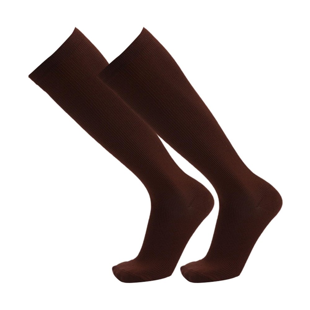 1 Pairs Copper Compression Socks for Men Women 20-30 mmHg Knee High Calf Stockings Medical and Travel Athletic(Coffee, S)